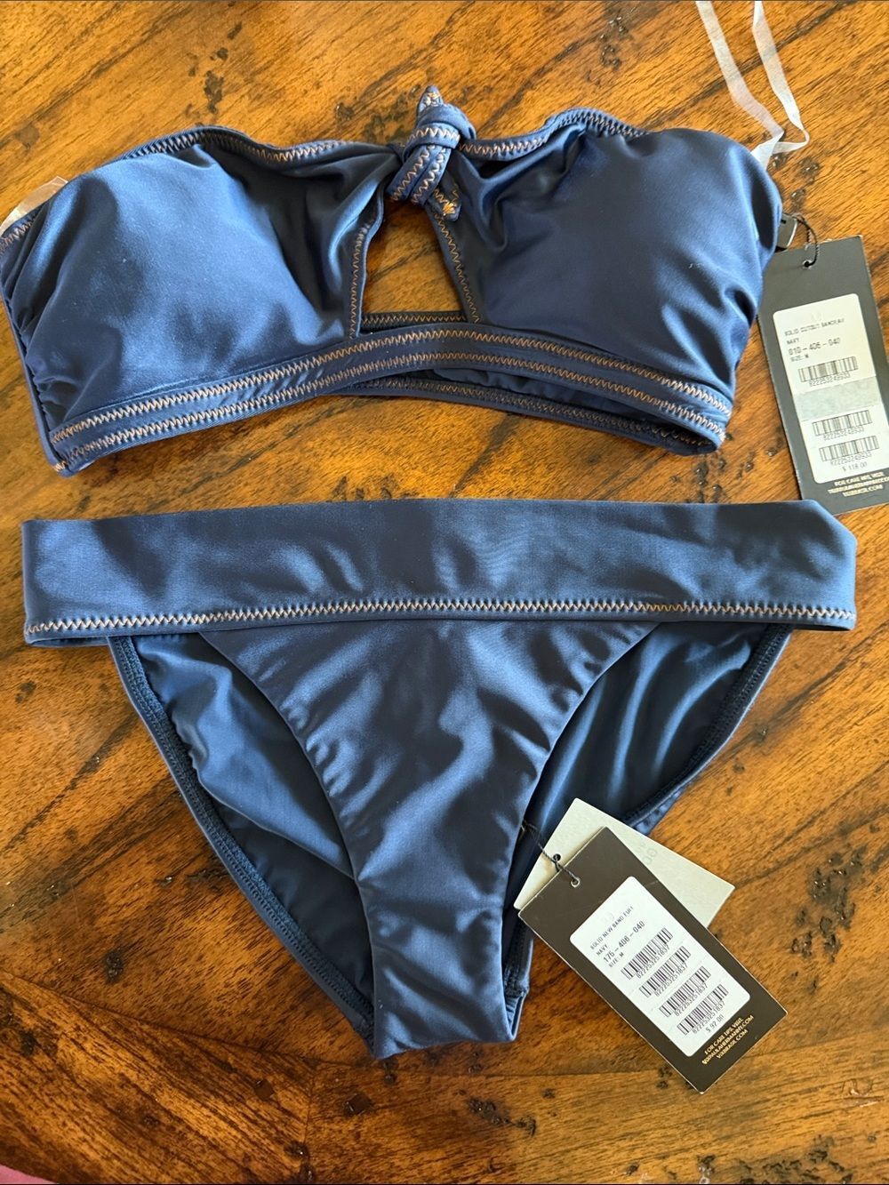 Vix Navy Strapless Tie-Front Bikini NWT $192